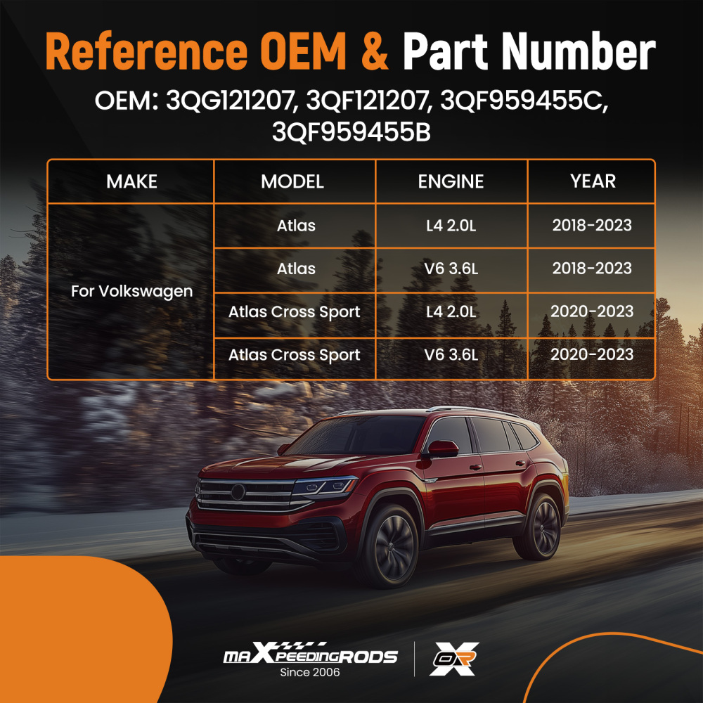 Cooling Fan compatible for Volkswagen Atlas/Atlas Cross Sport L4/V6 2018-2023 3QG121207