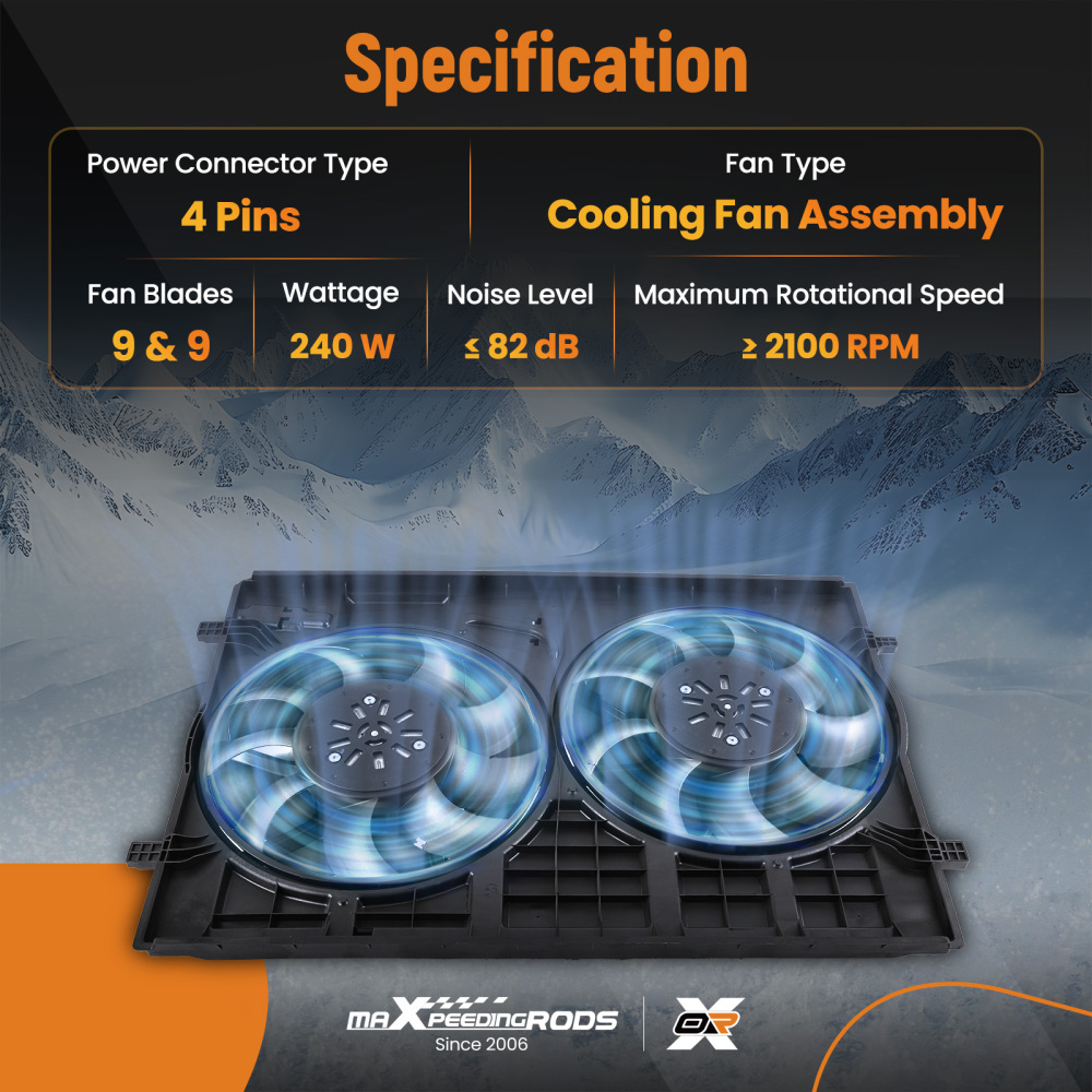 Cooling Fan compatible for Volkswagen Atlas/Atlas Cross Sport L4/V6 2018-2023 3QG121207