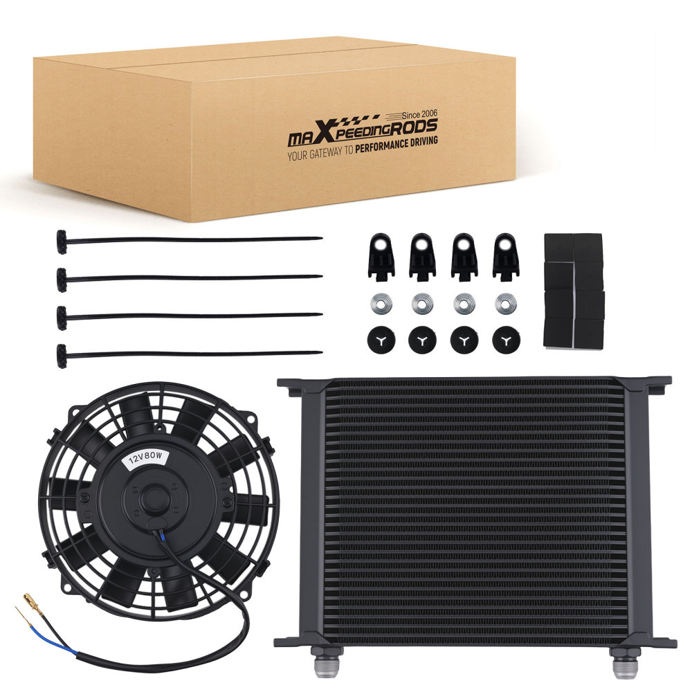 30 Row 10AN Engine Oil Cooler with Cooling Fan for Universal Street Vehicles