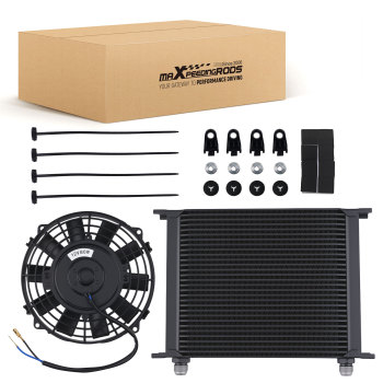 30 Row 10AN Engine Oil Cooler with Cooling Fan for Universal Street Vehicles