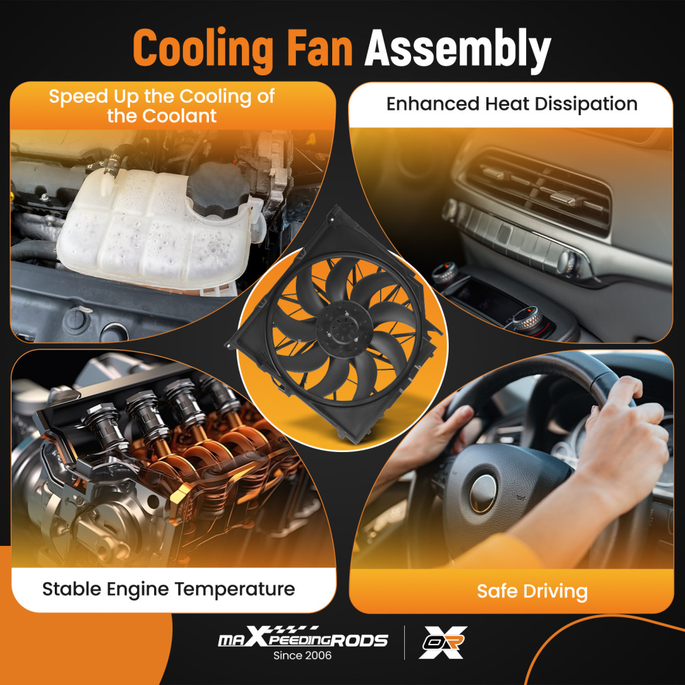 Radiator Cooling Fan Assembly 3 Pins compatible for BMW E83 X3 3.0si xDrive30i 17113442089