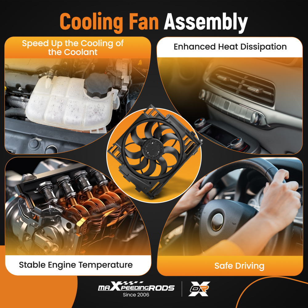 Radiator Cooling Fan compatible for BMW 528i/528i xDrive 2012-2016 17418642161 17417618787