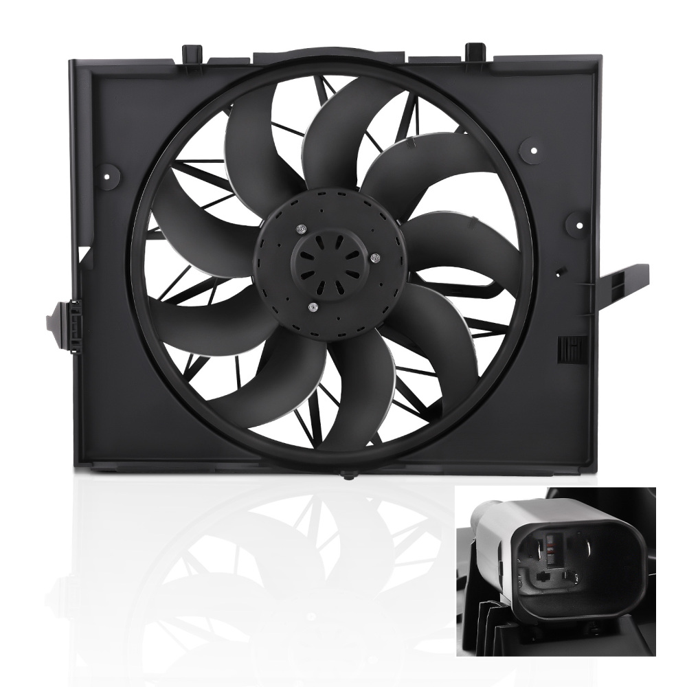 Radiator Cooling Fan Black compatible for BMW 525i 525xi 528i 528xi 645Ci 750i 750Li