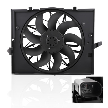 Radiator Cooling Fan Black compatible for BMW 525i 525xi 528i 528xi 645Ci 750i 750Li