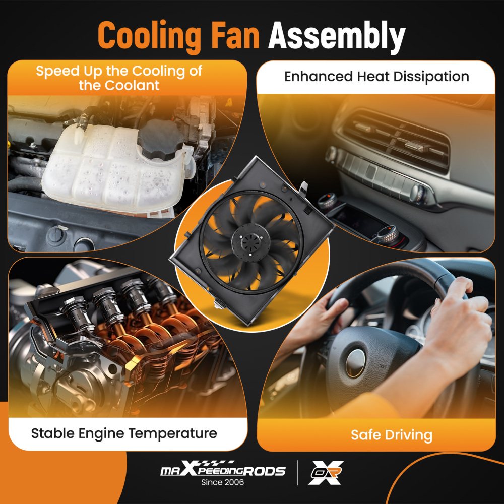 Radiator Cooling Fan Black compatible for BMW 525i 525xi 528i 528xi 645Ci 750i 750Li