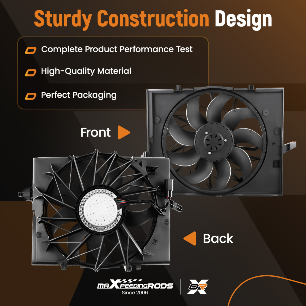 Radiator Cooling Fan Black compatible for BMW 525i 525xi 528i 528xi 645Ci 750i 750Li