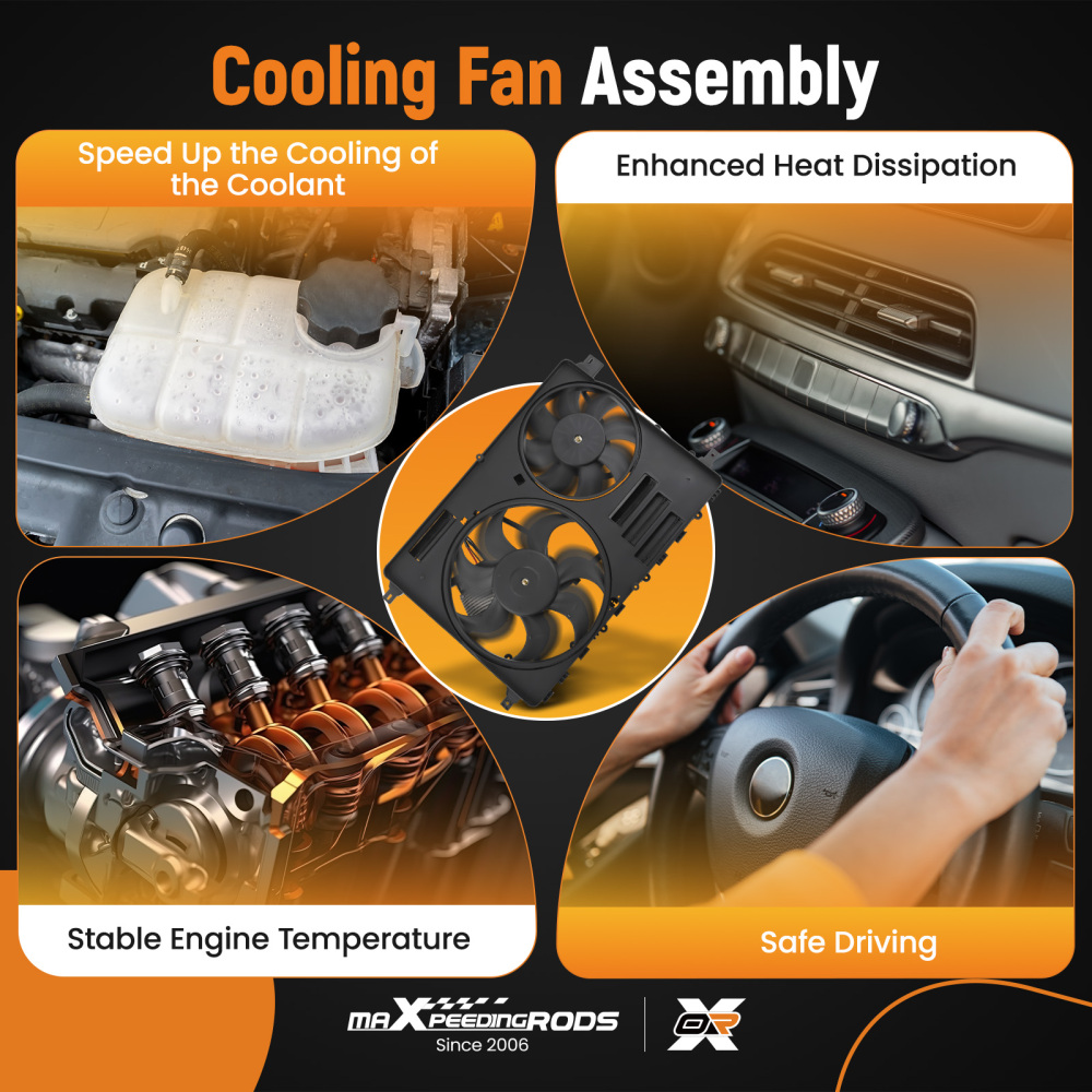 Radiator Cooling Fan Assembly compatible for Land Rover Discovery Sport LR2 Evoque 2012-16