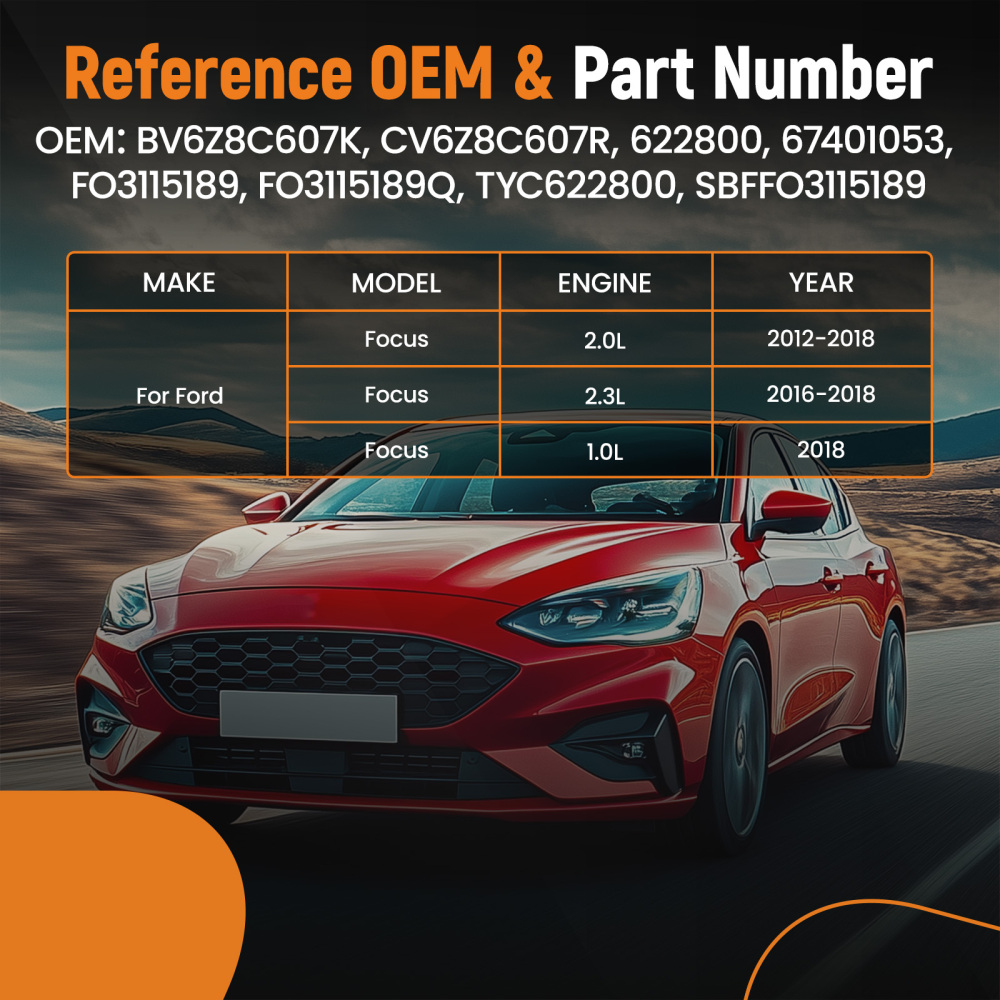 Electric Radiator Cooling Fan compatible for Ford Focus 1.0L/2.0L/2.3L 2012-2018 BV6Z8C607K