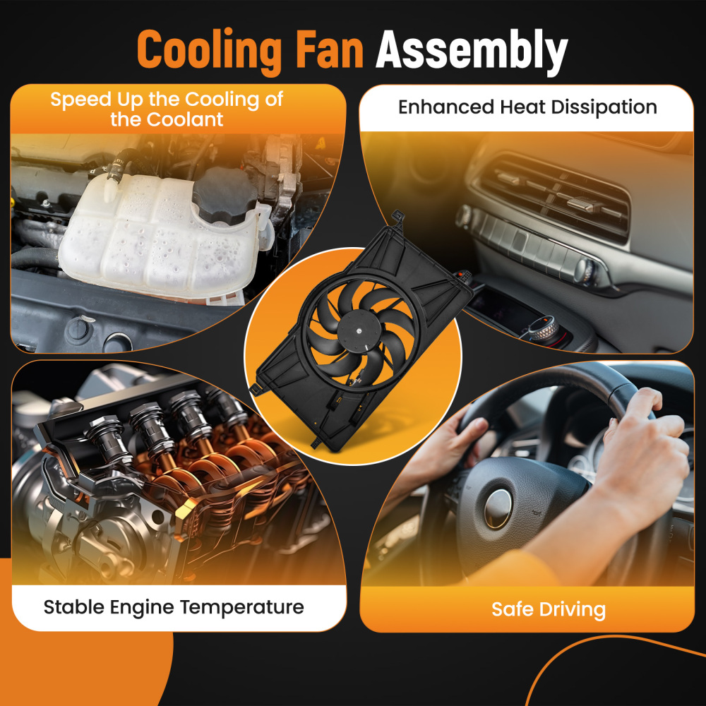 Electric Radiator Cooling Fan compatible for Ford Focus 1.0L/2.0L/2.3L 2012-2018 BV6Z8C607K