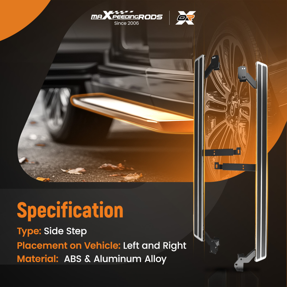 Running Board Side Steps Pair compatible for Audi Q7 2016-2023 4M Aluminum Protection Black