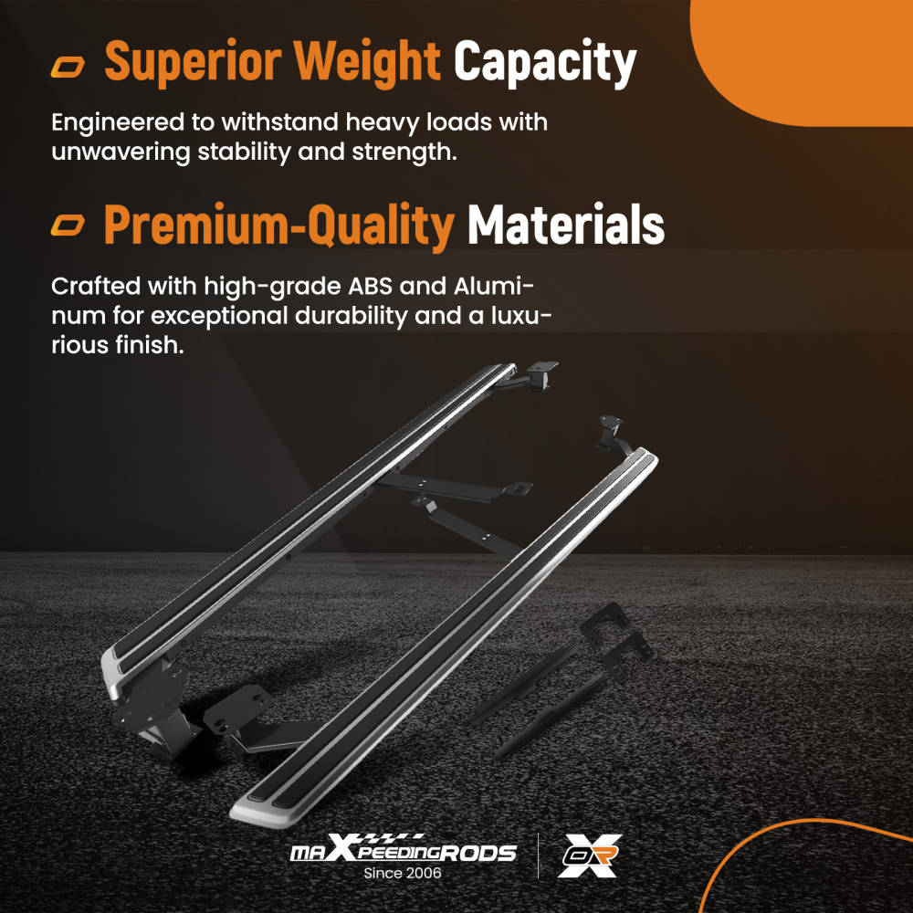 Running Board Side Steps Pair compatible for Audi Q7 2016-2023 4M Aluminum Protection Black