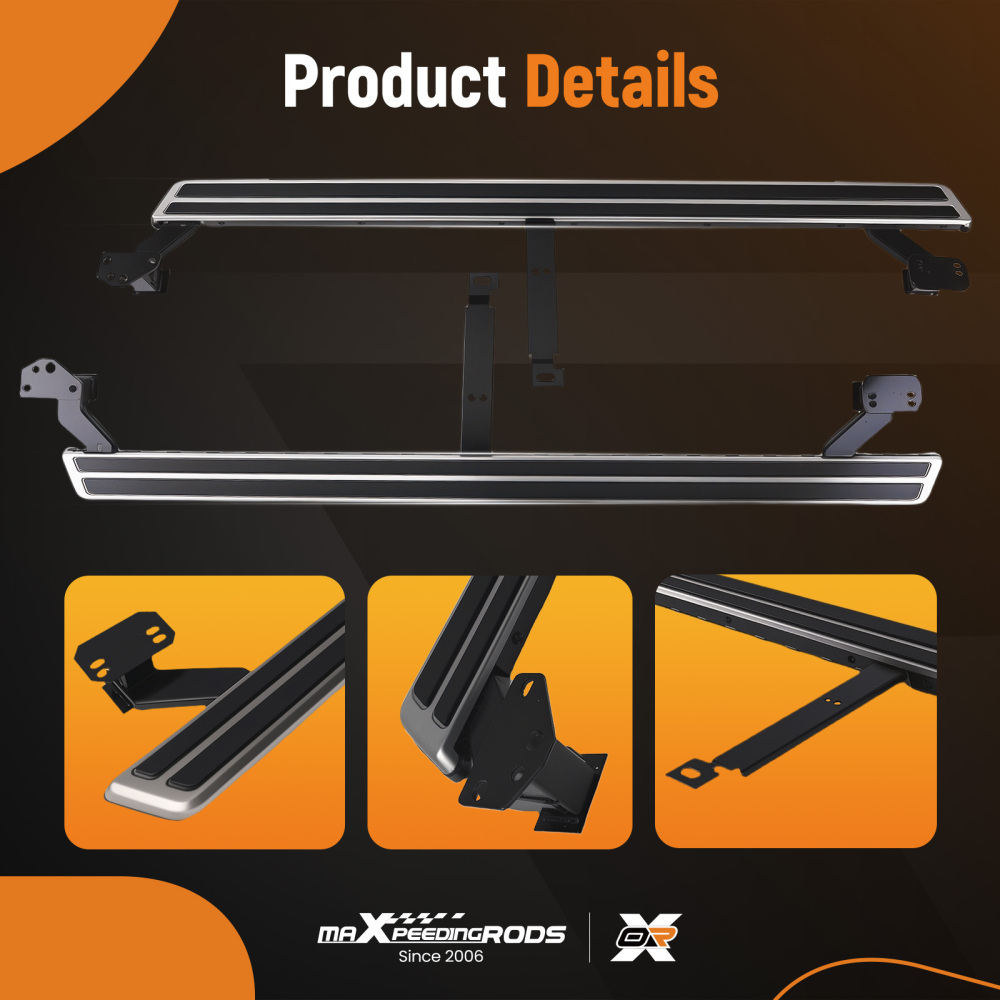 Running Board Side Steps Pair compatible for Audi Q7 2016-2023 4M Aluminum Protection Black