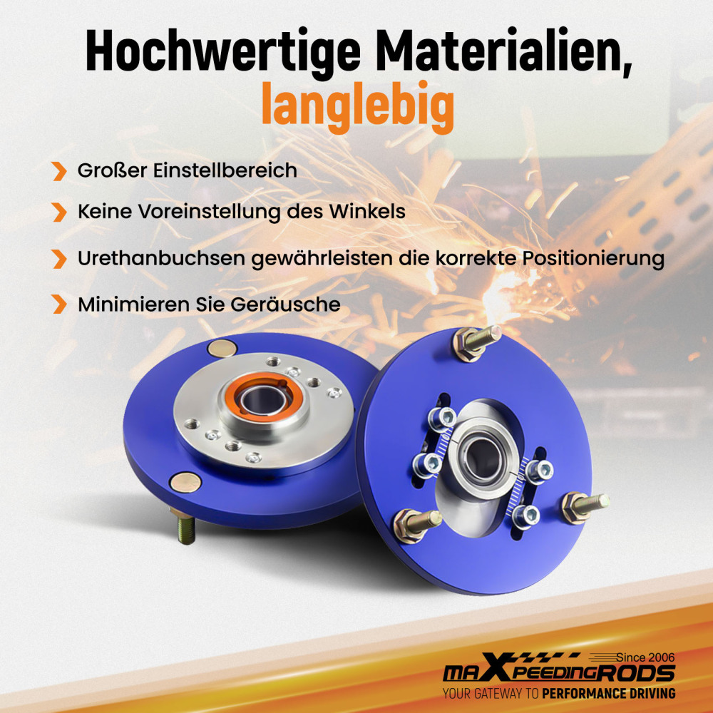 Compatible for BMW E36 3 Series Front Pair Coilover Pillowball Camber Plates Top Mounts