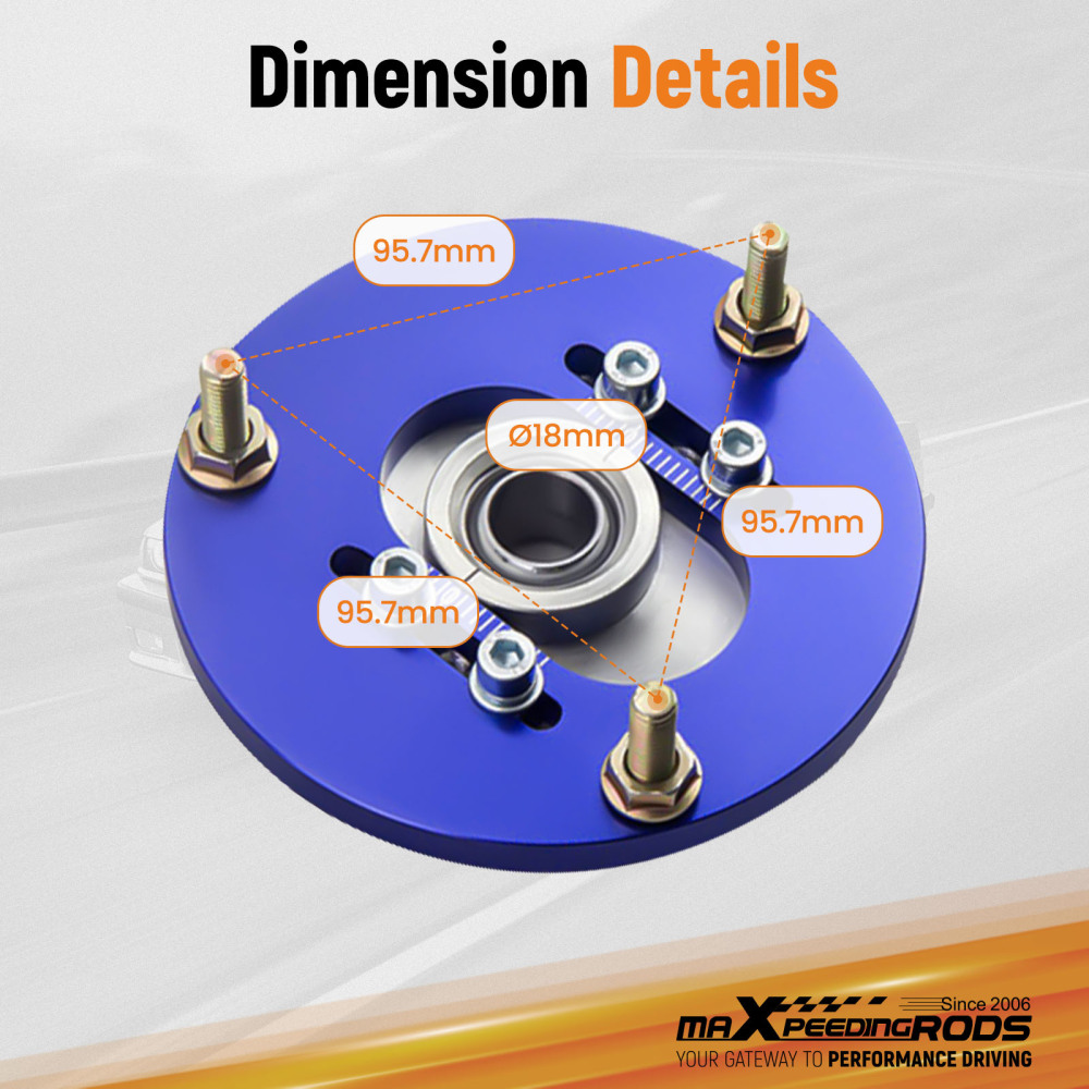Compatible for BMW E36 3 Series Front Pair Coilover Pillowball Camber Plates Top Mounts