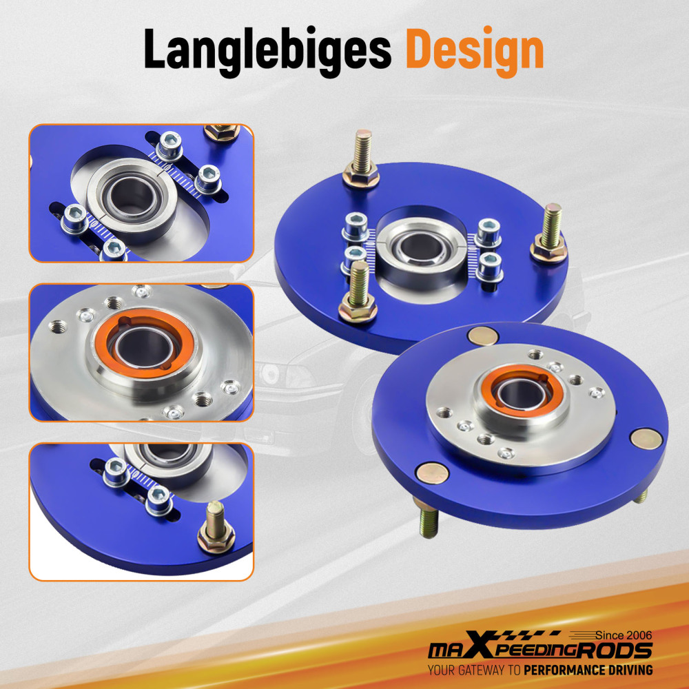 Compatible for BMW E36 3 Series Front Pair Coilover Pillowball Camber Plates Top Mounts