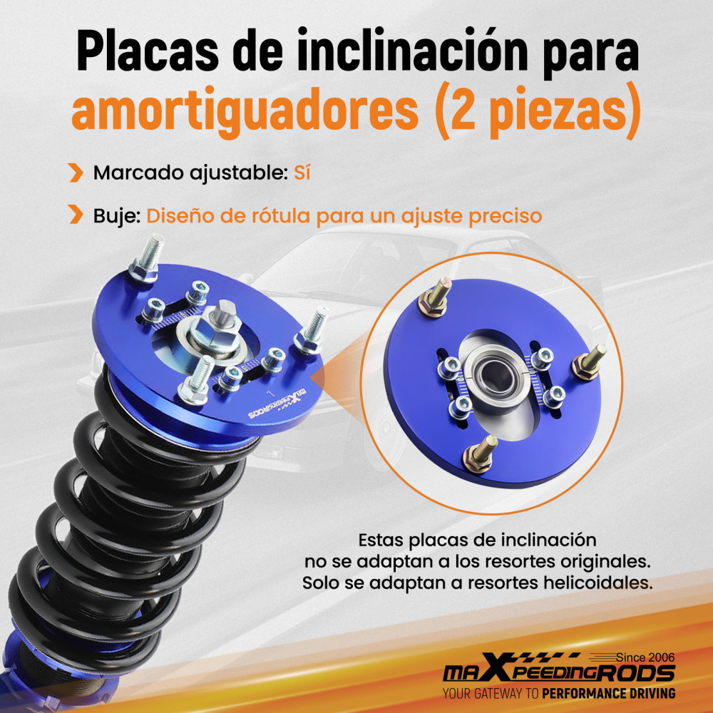 Compatible for BMW E36 3 Series Front Pair Coilover Pillowball Camber Plates Top Mounts