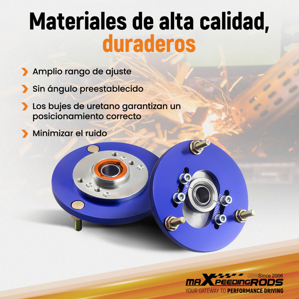 Compatible for BMW E36 3 Series Front Pair Coilover Pillowball Camber Plates Top Mounts