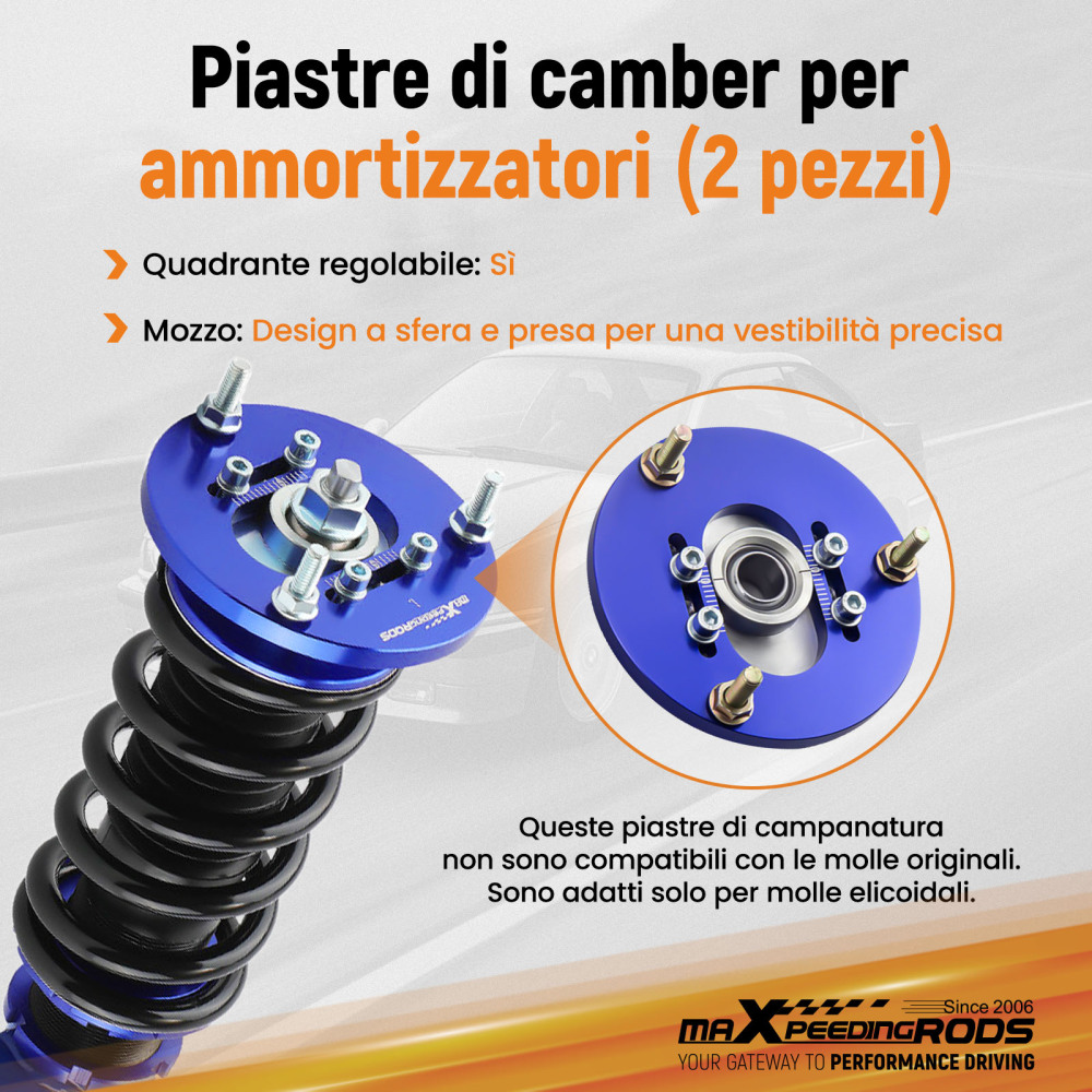 Compatible for BMW E36 3 Series Front Pair Coilover Pillowball Camber Plates Top Mounts