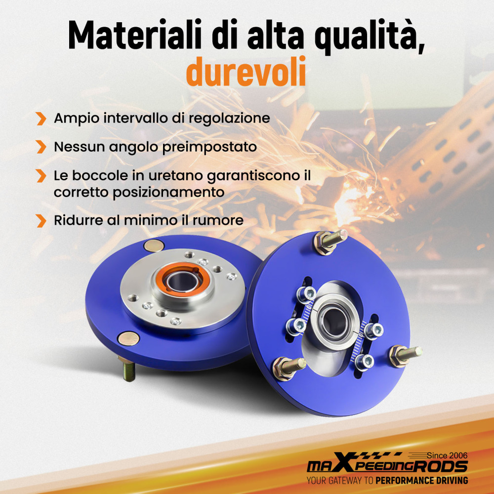 Compatible for BMW E36 3 Series Front Pair Coilover Pillowball Camber Plates Top Mounts