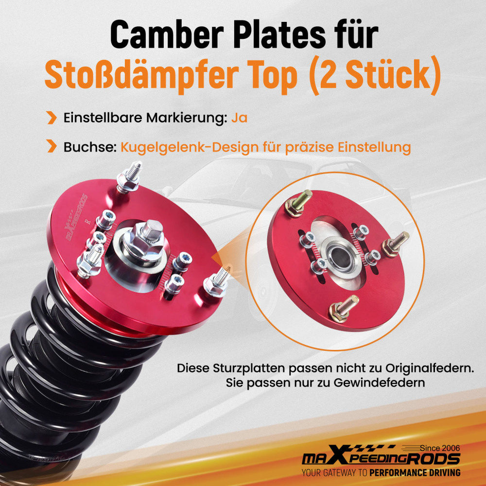 Compatible for BMW E36 1 pair 2pcs Coilover Camber Top Mounts Front Camber Plate
