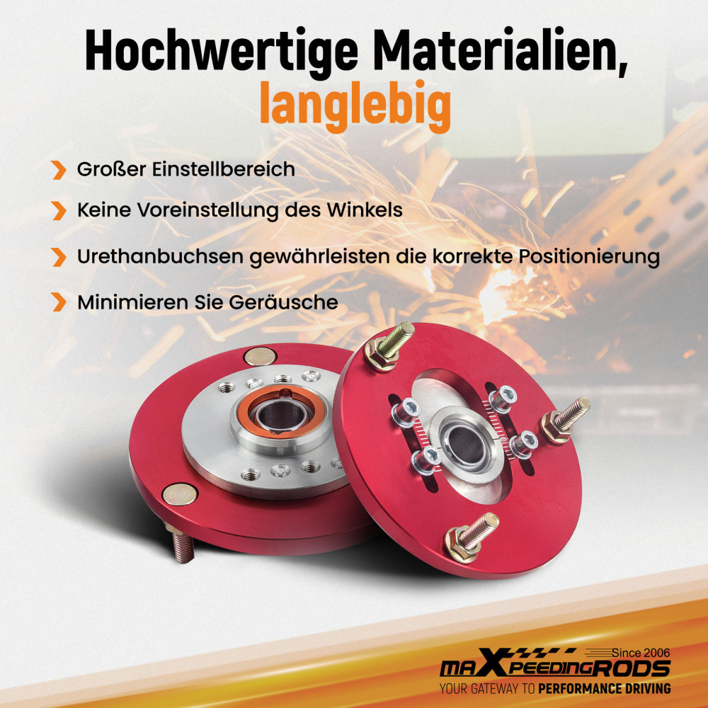 Compatible for BMW E36 1 pair 2pcs Coilover Camber Top Mounts Front Camber Plate