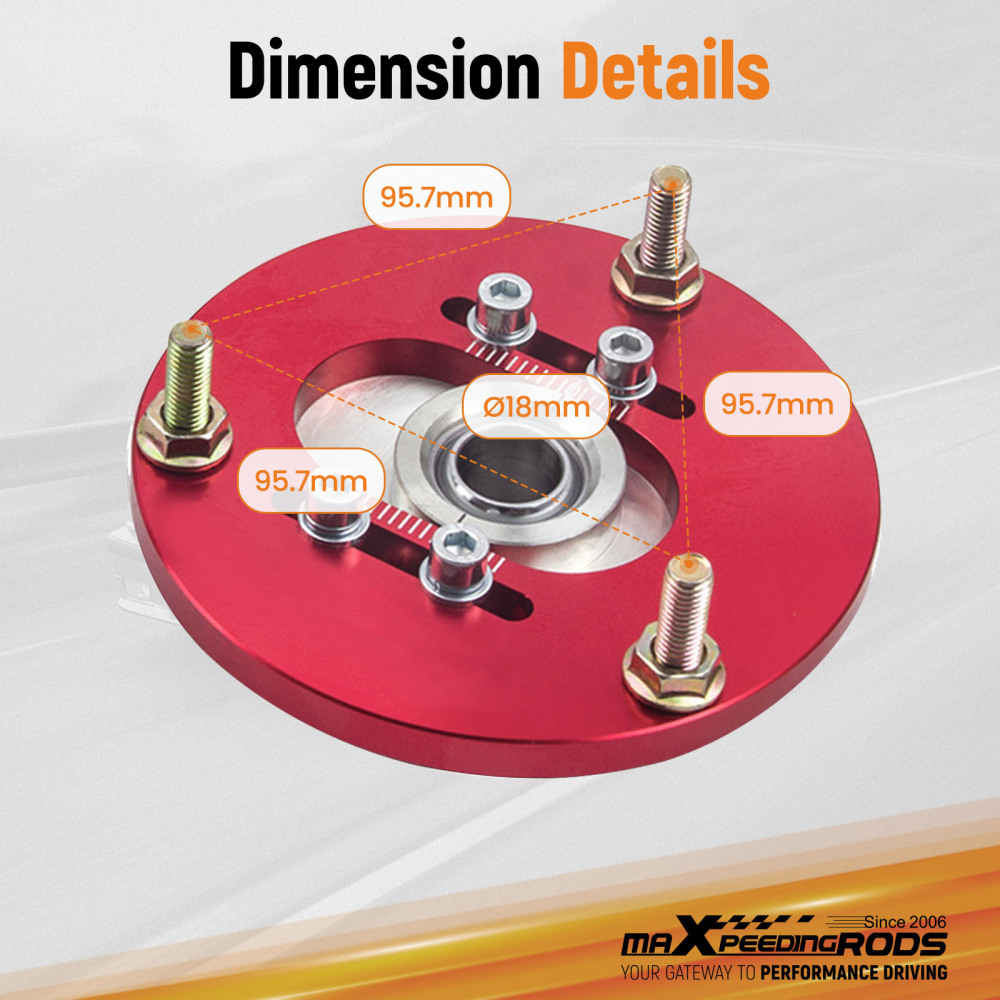 Compatible for BMW E36 1 pair 2pcs Coilover Camber Top Mounts Front Camber Plate