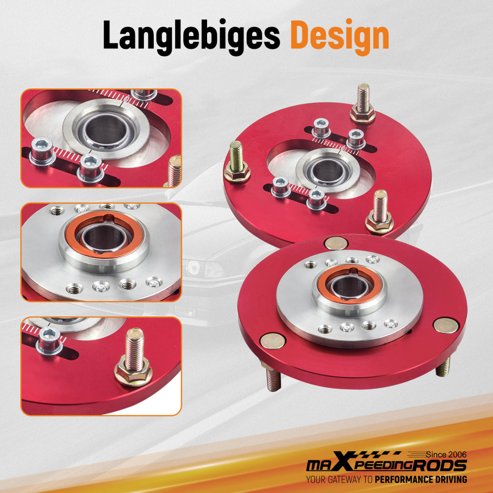 Compatible for BMW E36 1 pair 2pcs Coilover Camber Top Mounts Front Camber Plate