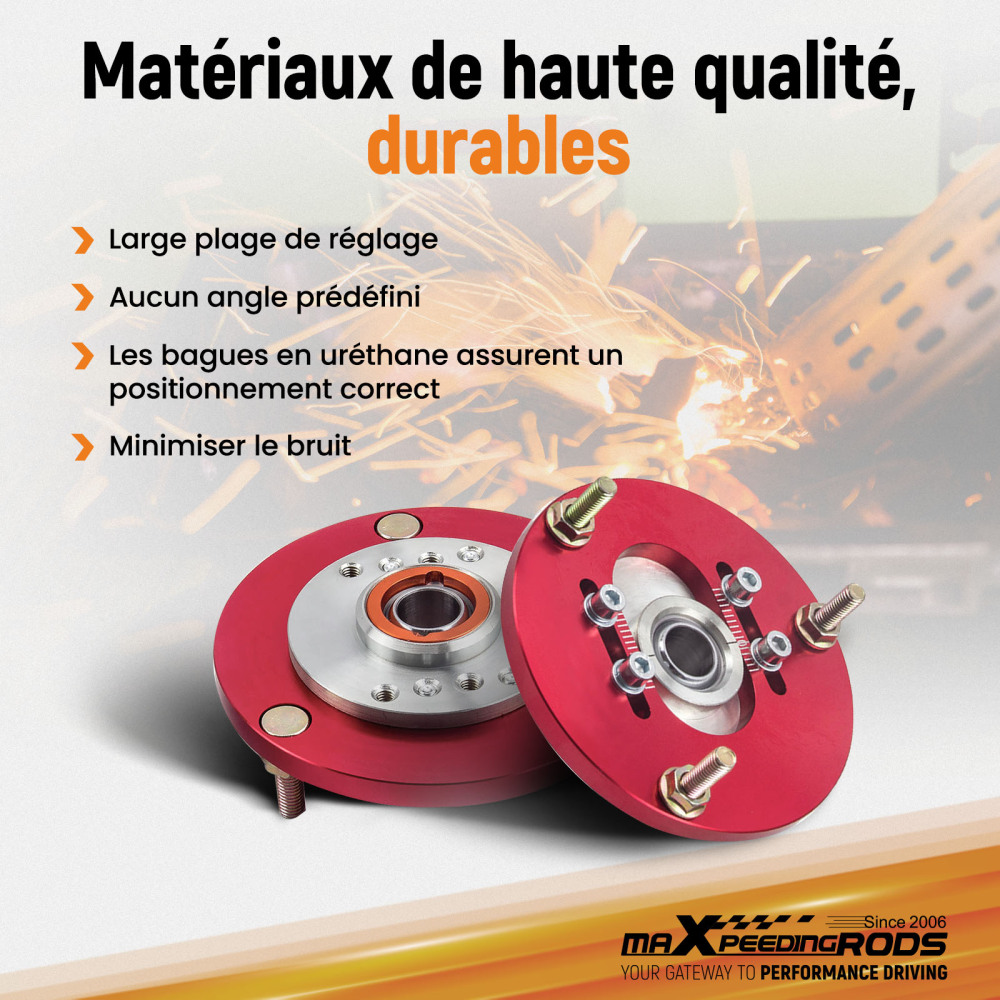 Compatible for BMW E36 1 pair 2pcs Coilover Camber Top Mounts Front Camber Plate