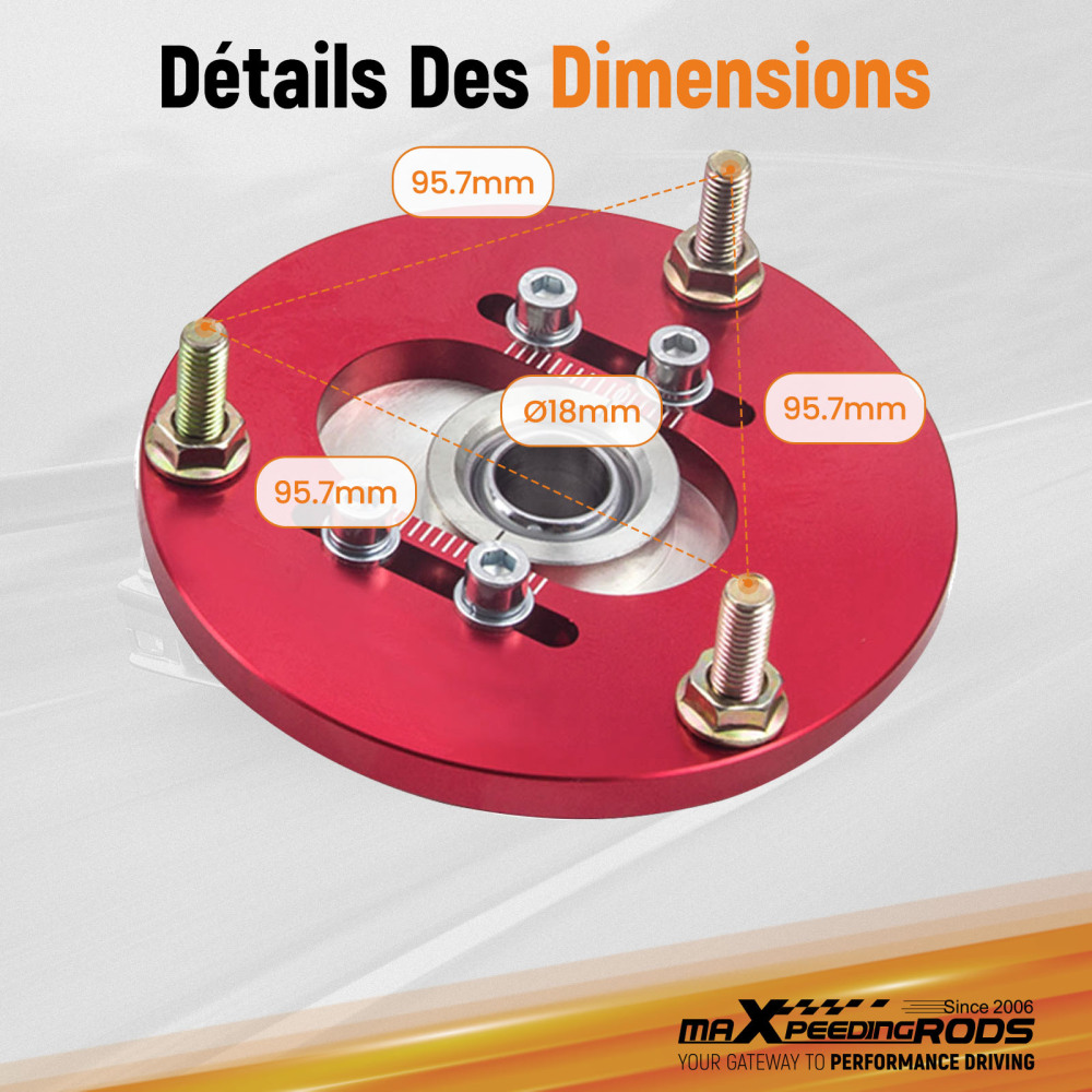 Compatible for BMW E36 1 pair 2pcs Coilover Camber Top Mounts Front Camber Plate