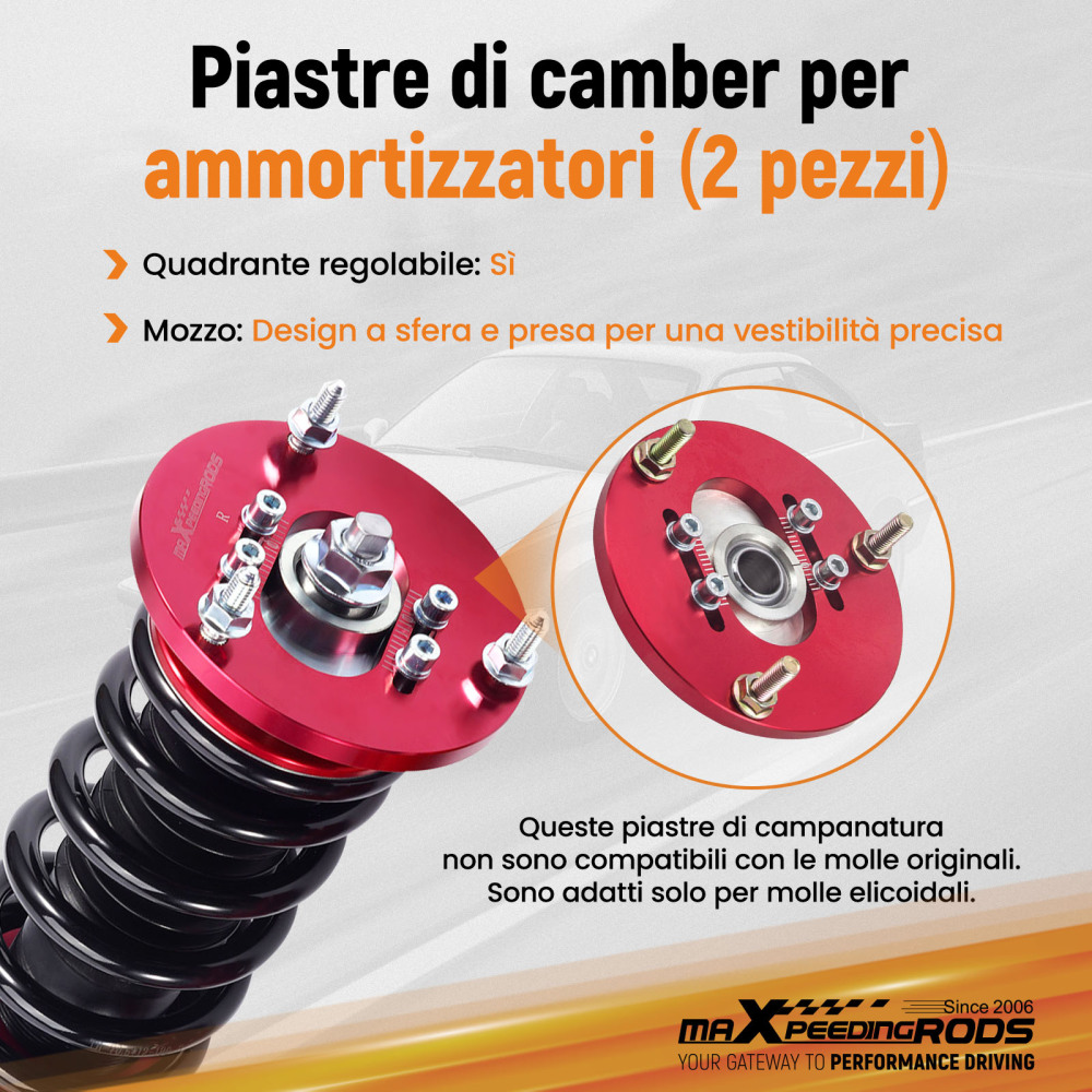 Compatible for BMW E36 1 pair 2pcs Coilover Camber Top Mounts Front Camber Plate