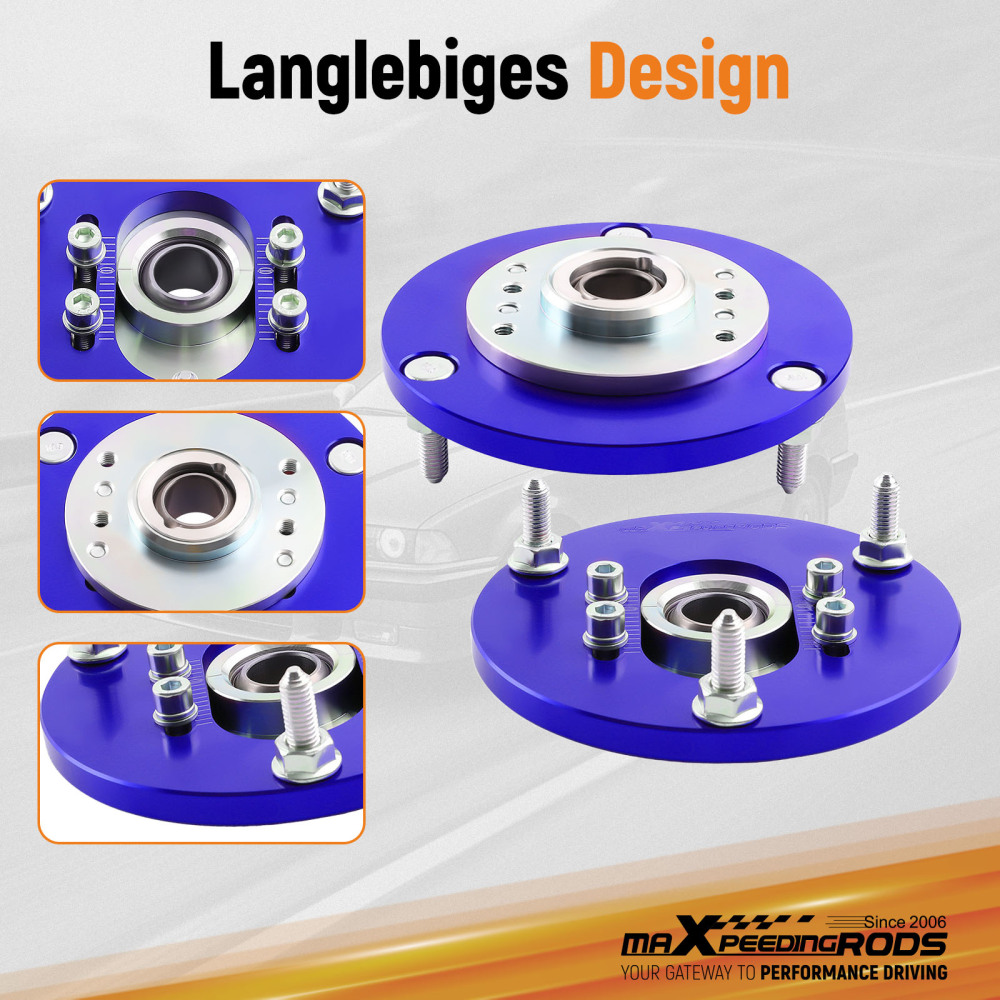 Compatible for BMW E46 320i 323i 328Ci 330xi M3 Coilover Pillowball Front Camber Plate Blue