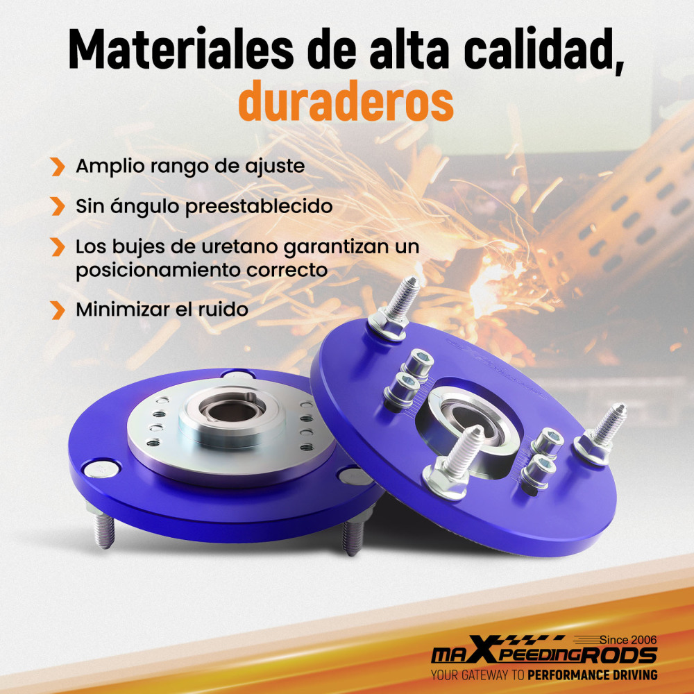 Compatible for BMW E46 320i 323i 328Ci 330xi M3 Coilover Pillowball Front Camber Plate Blue