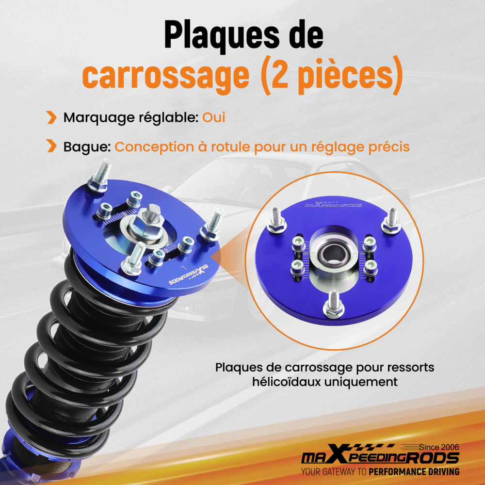 Compatible for BMW E46 320i 323i 328Ci 330xi M3 Coilover Pillowball Front Camber Plate Blue