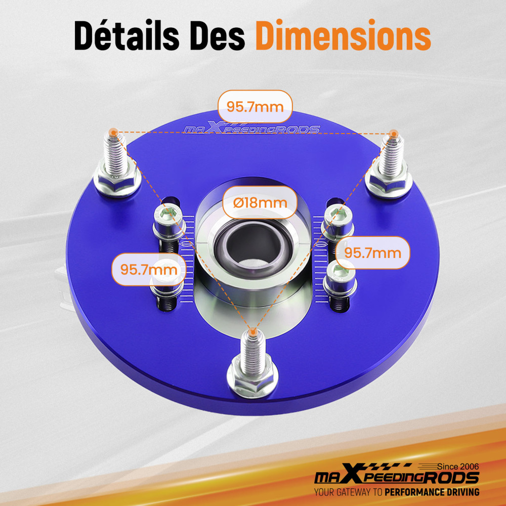 Compatible for BMW E46 320i 323i 328Ci 330xi M3 Coilover Pillowball Front Camber Plate Blue