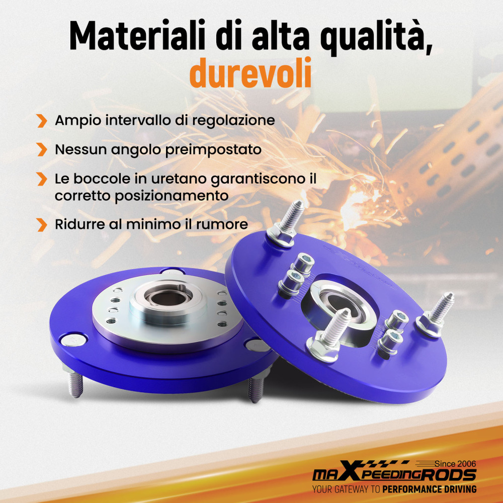 Compatible for BMW E46 320i 323i 328Ci 330xi M3 Coilover Pillowball Front Camber Plate Blue