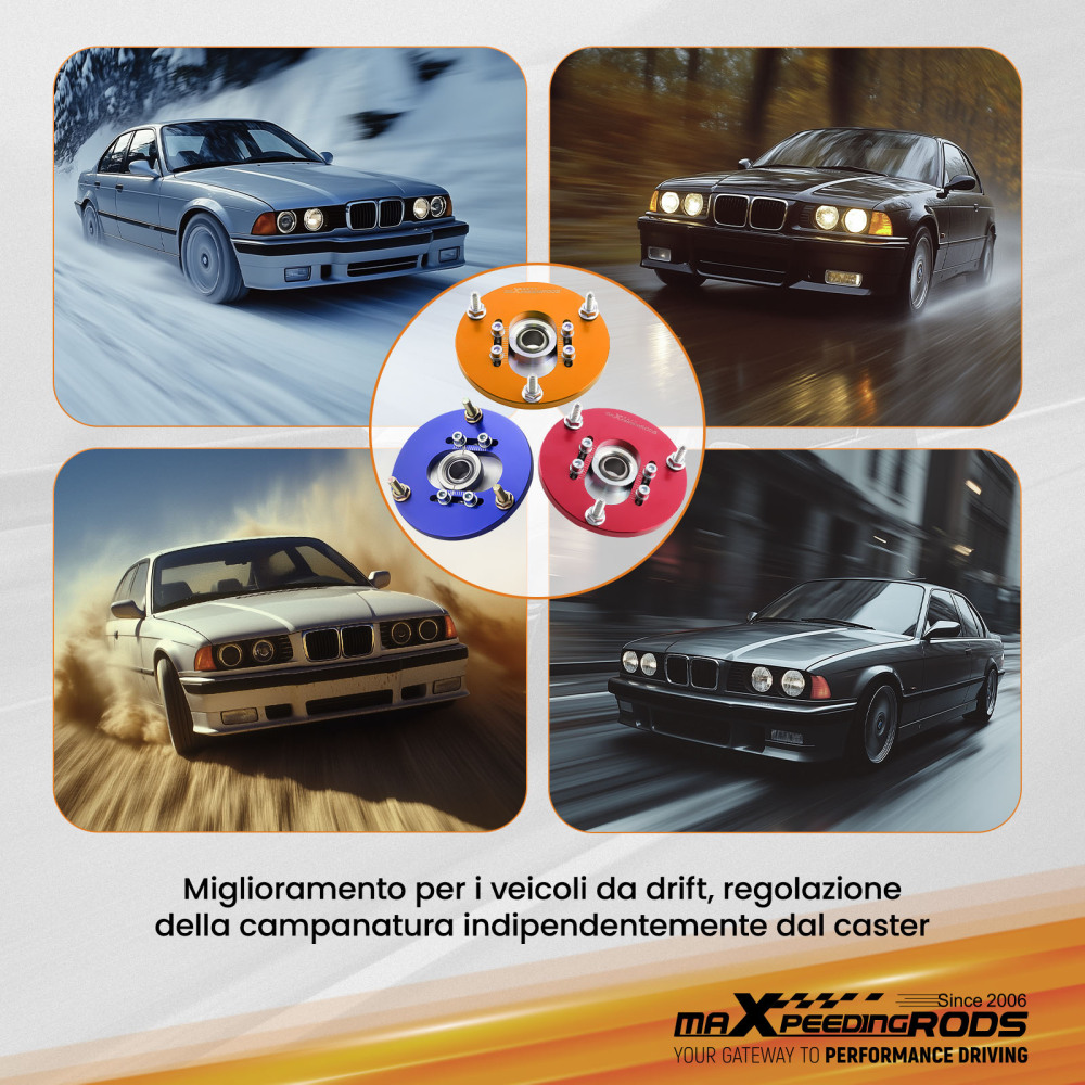 Compatible for BMW E46 320i 323i 328Ci 330xi M3 Coilover Pillowball Front Camber Plate Blue