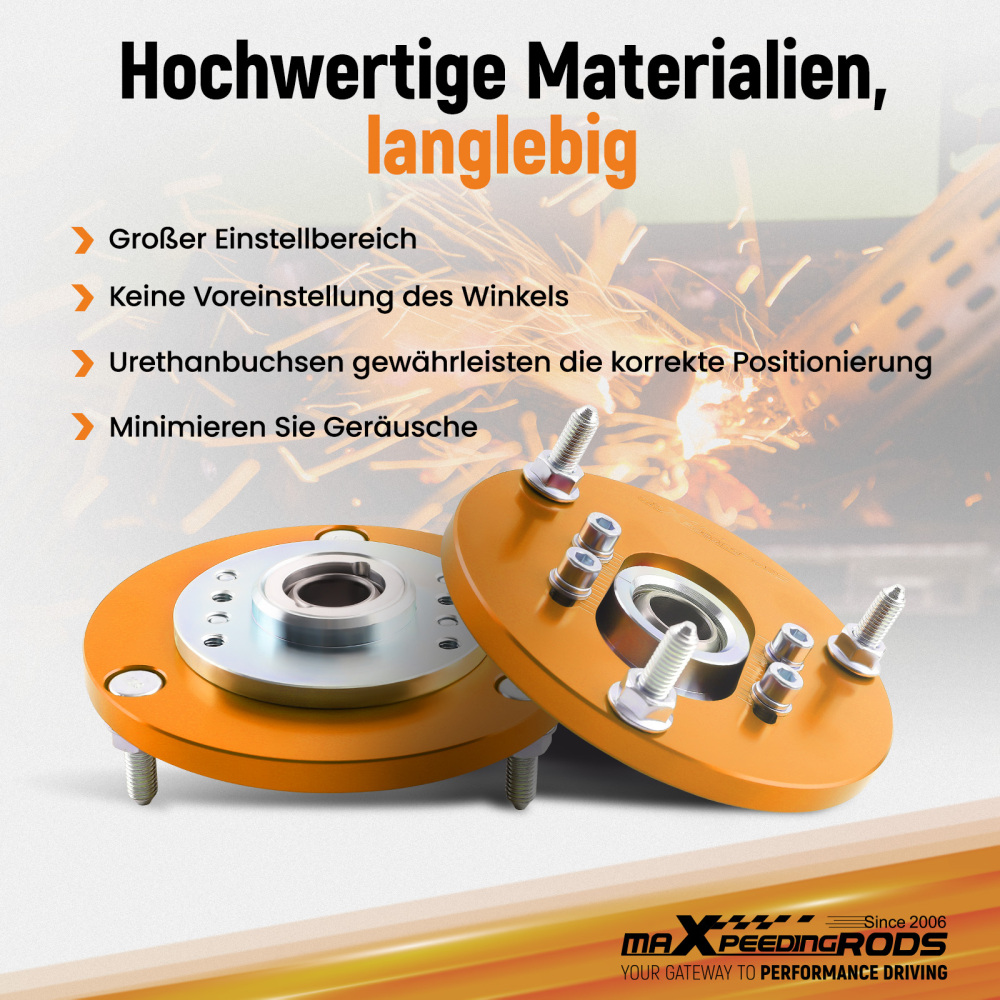 1998 - 2005 compatible for BMW E46 320 323 325 328 M3 Front Coilover Top Mount Adjustable Camber Plates