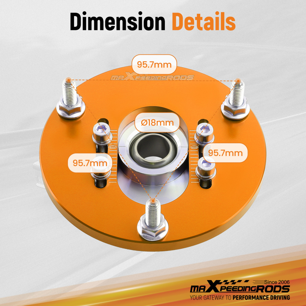 1998 - 2005 compatible for BMW E46 320 323 325 328 M3 Front Coilover Top Mount Adjustable Camber Plates
