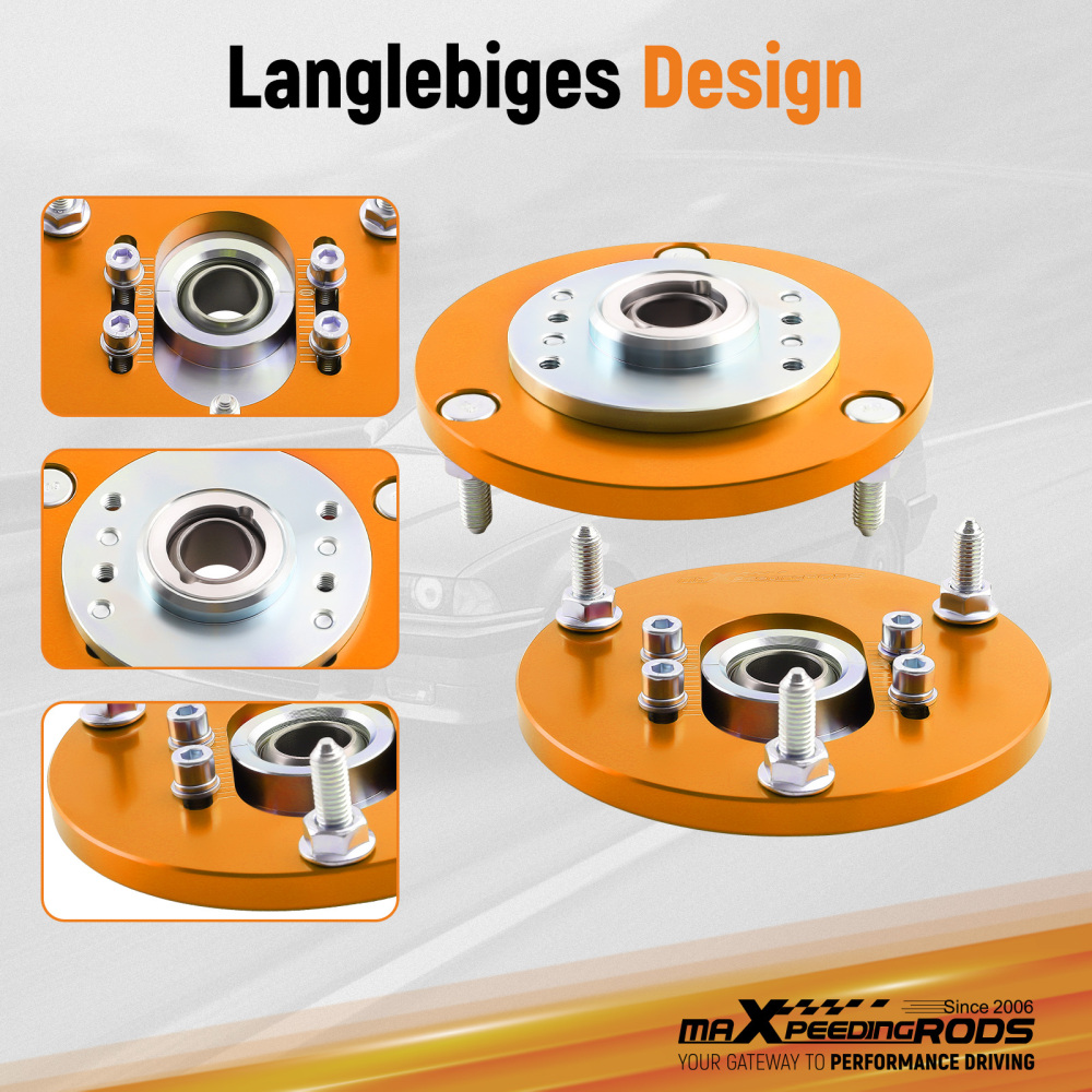 1998 - 2005 compatible for BMW E46 320 323 325 328 M3 Front Coilover Top Mount Adjustable Camber Plates