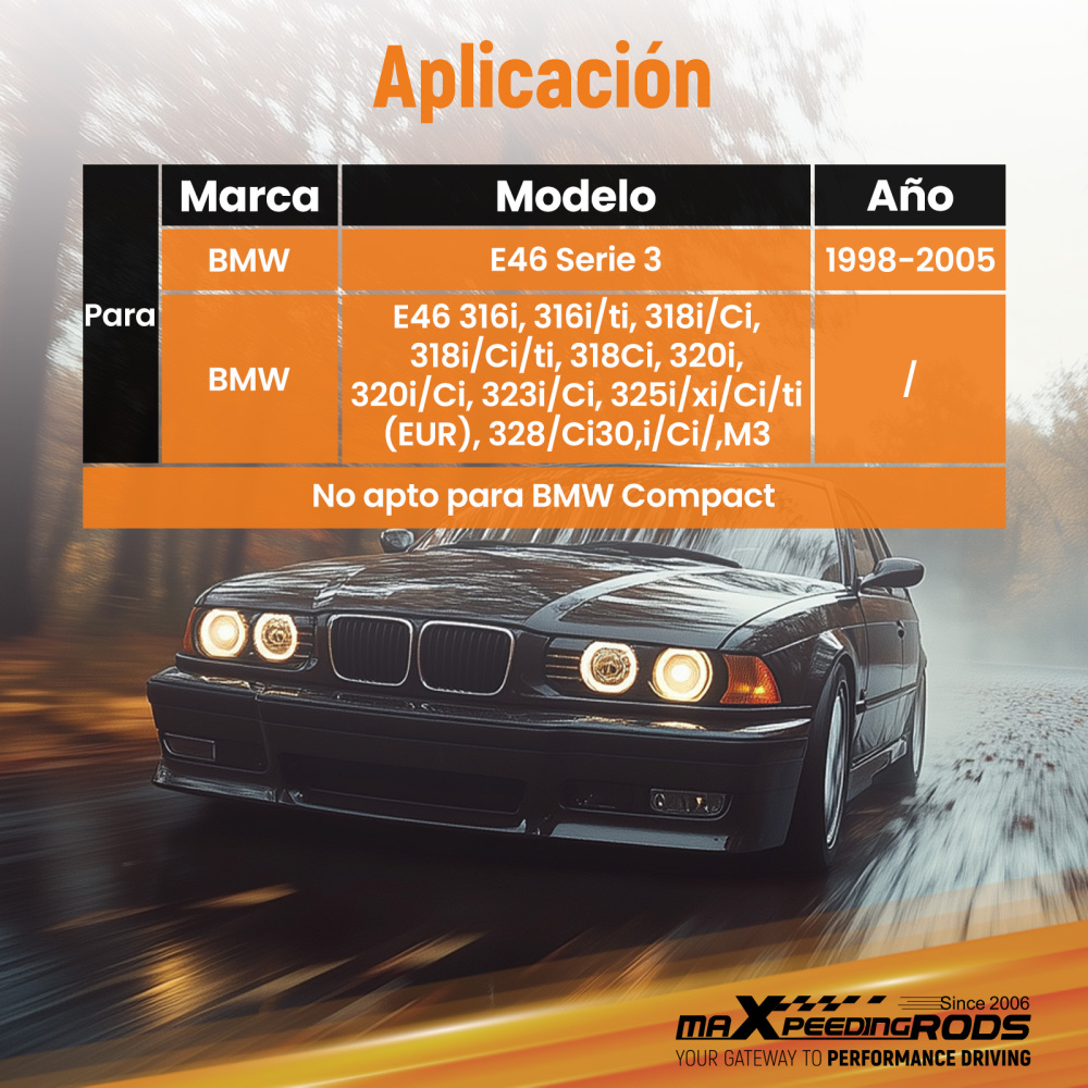 1998 - 2005 compatible for BMW E46 320 323 325 328 M3 Front Coilover Top Mount Adjustable Camber Plates