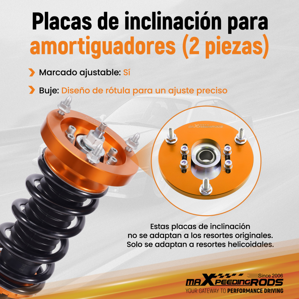 1998 - 2005 compatible for BMW E46 320 323 325 328 M3 Front Coilover Top Mount Adjustable Camber Plates