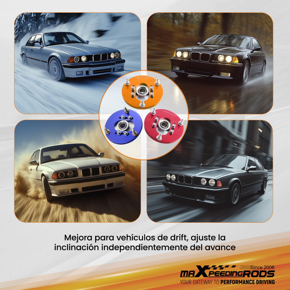 1998 - 2005 compatible for BMW E46 320 323 325 328 M3 Front Coilover Top Mount Adjustable Camber Plates