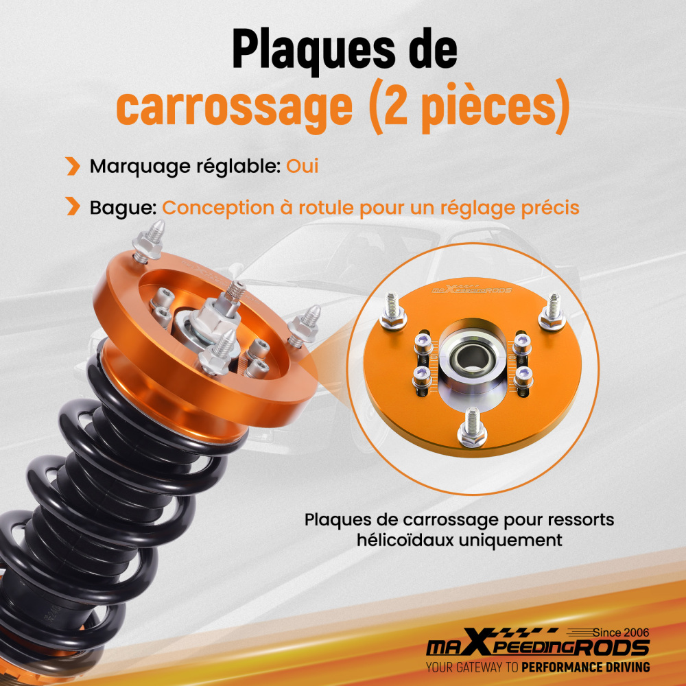 1998 - 2005 compatible for BMW E46 320 323 325 328 M3 Front Coilover Top Mount Adjustable Camber Plates