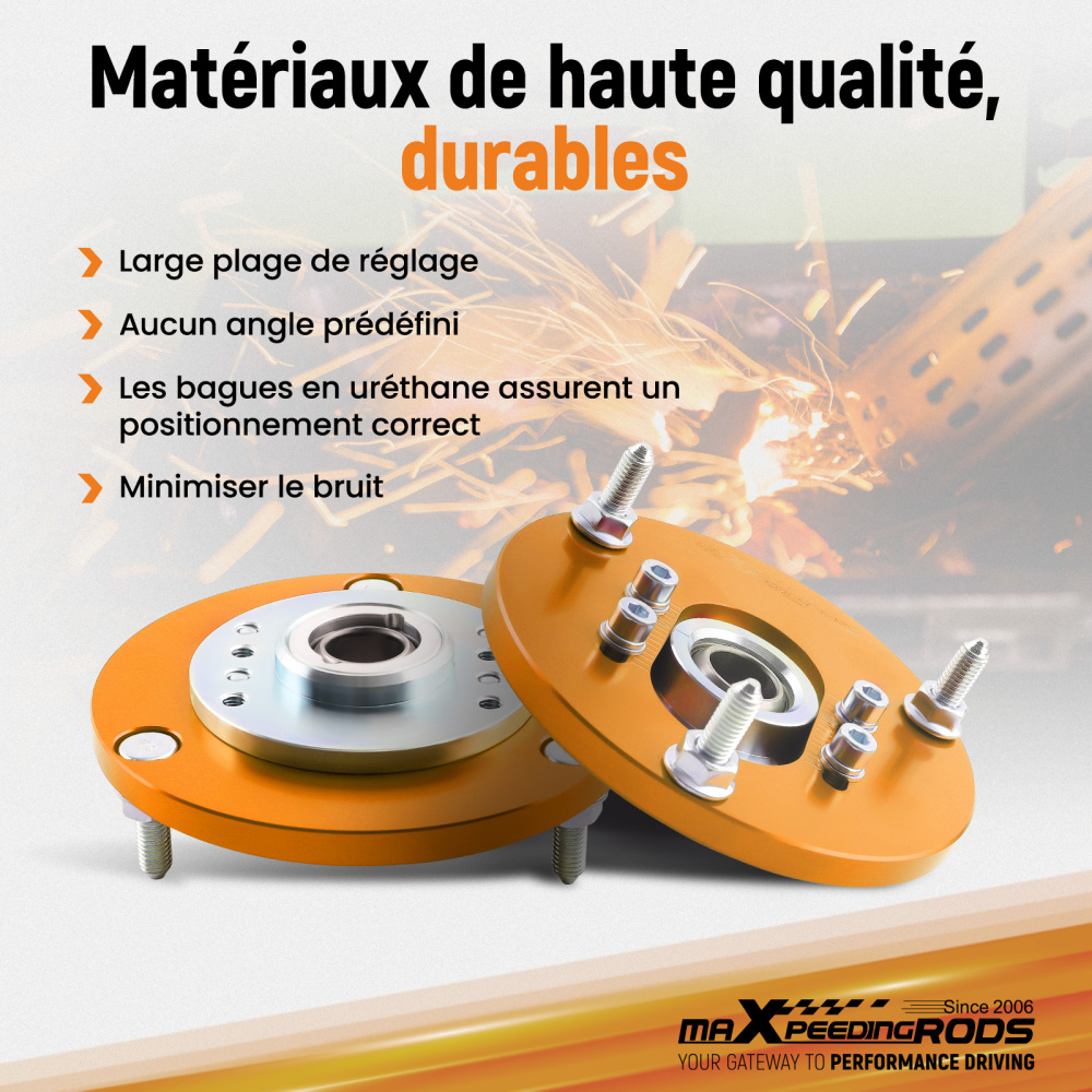 1998 - 2005 compatible for BMW E46 320 323 325 328 M3 Front Coilover Top Mount Adjustable Camber Plates