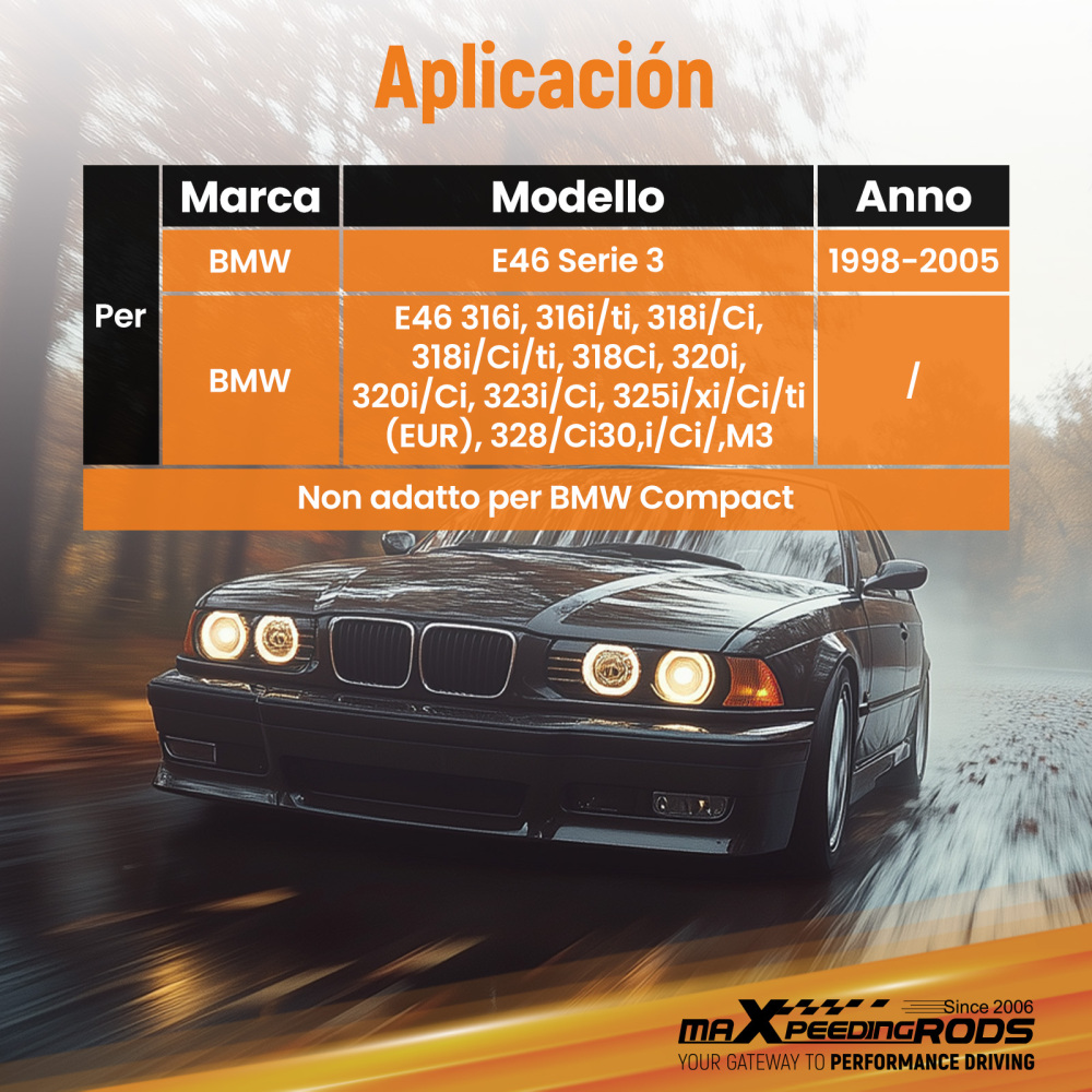 1998 - 2005 compatible for BMW E46 320 323 325 328 M3 Front Coilover Top Mount Adjustable Camber Plates