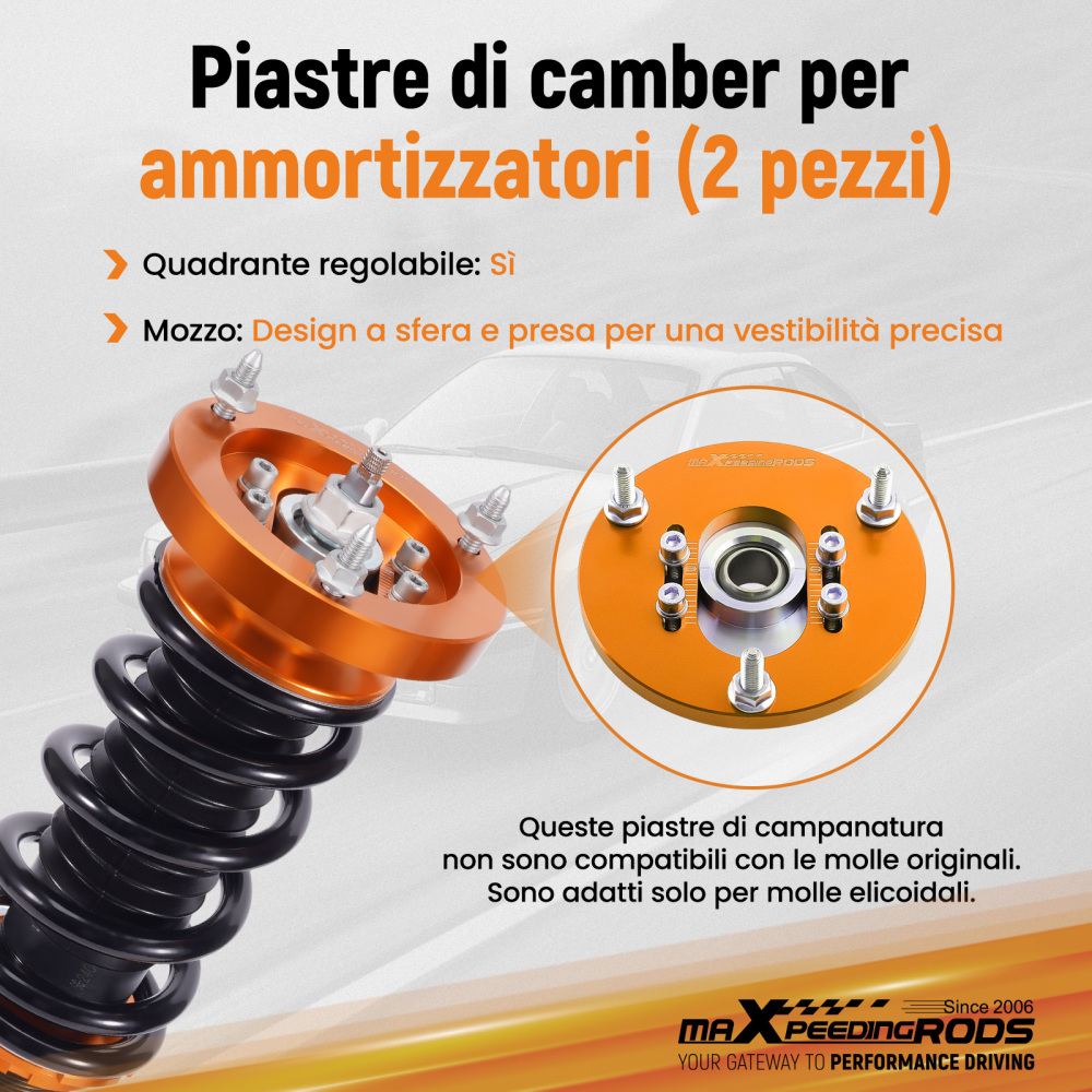 1998 - 2005 compatible for BMW E46 320 323 325 328 M3 Front Coilover Top Mount Adjustable Camber Plates