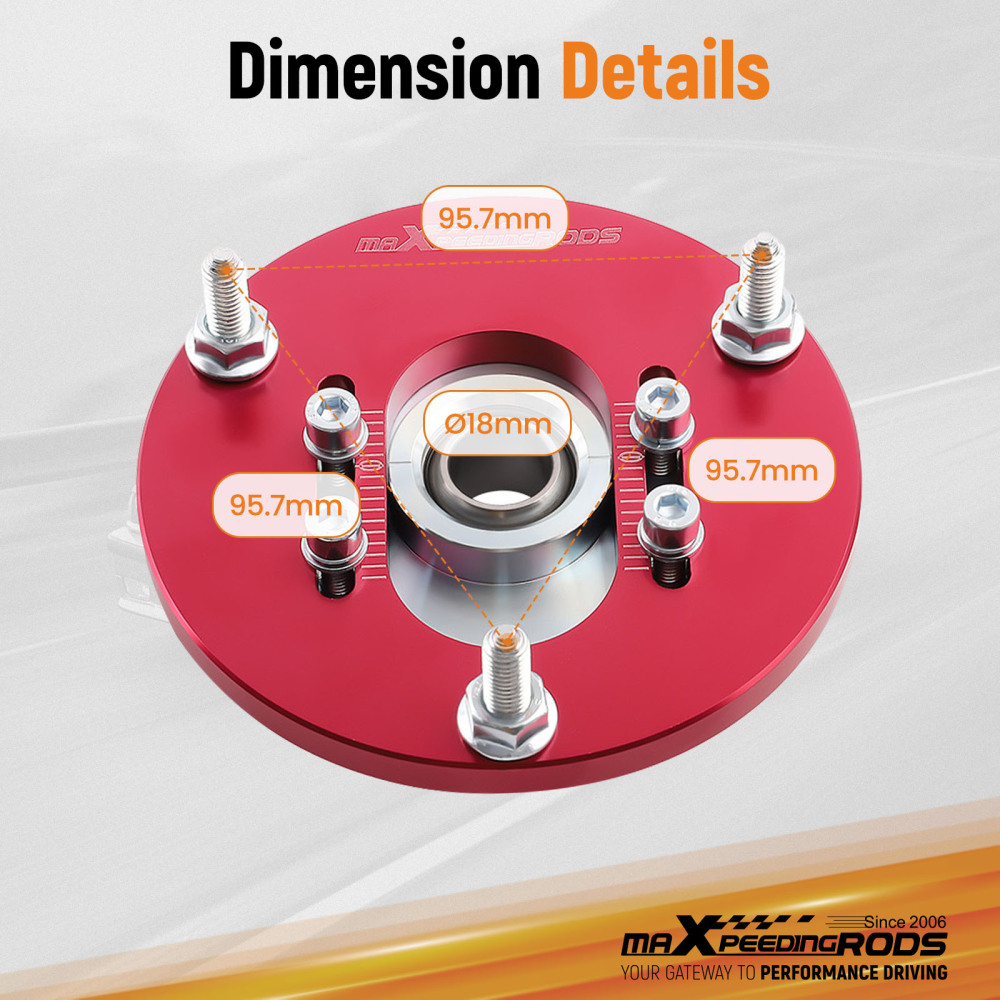 Compatible for BMW E46 3 Series M3 Front Coilover Camber Plate Top Upper Mounts Red Pair