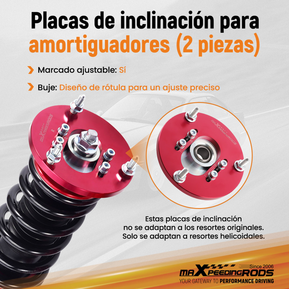 Compatible for BMW E46 3 Series M3 Front Coilover Camber Plate Top Upper Mounts Red Pair