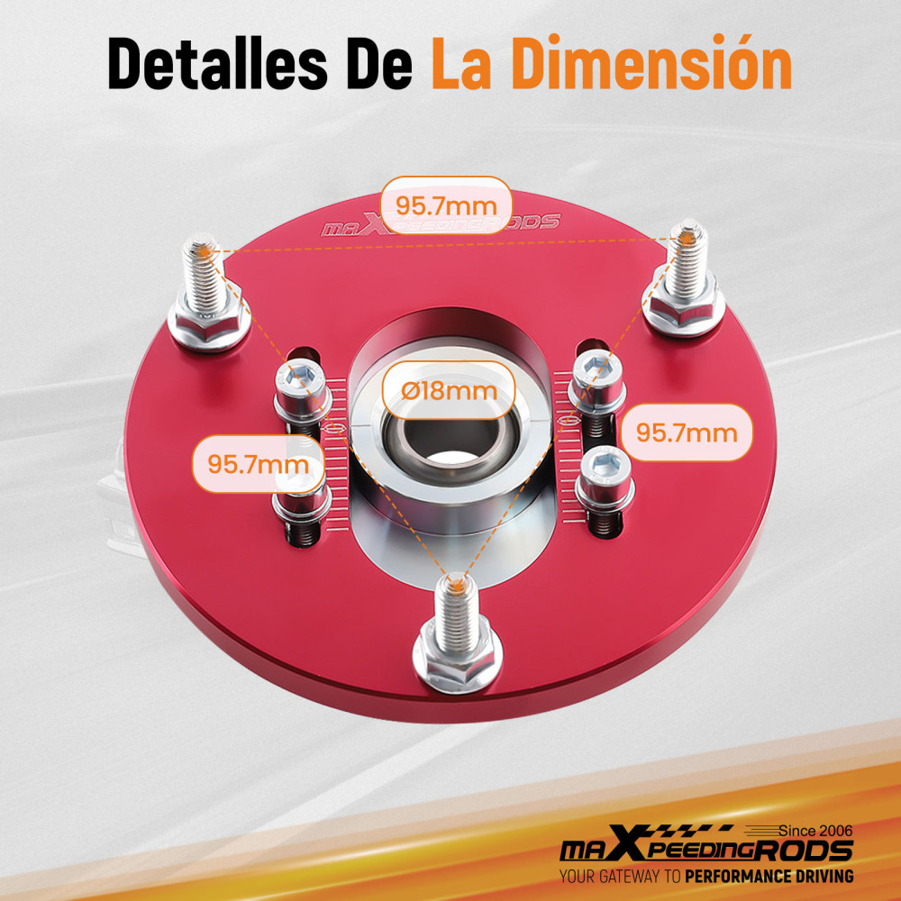 Compatible for BMW E46 3 Series M3 Front Coilover Camber Plate Top Upper Mounts Red Pair