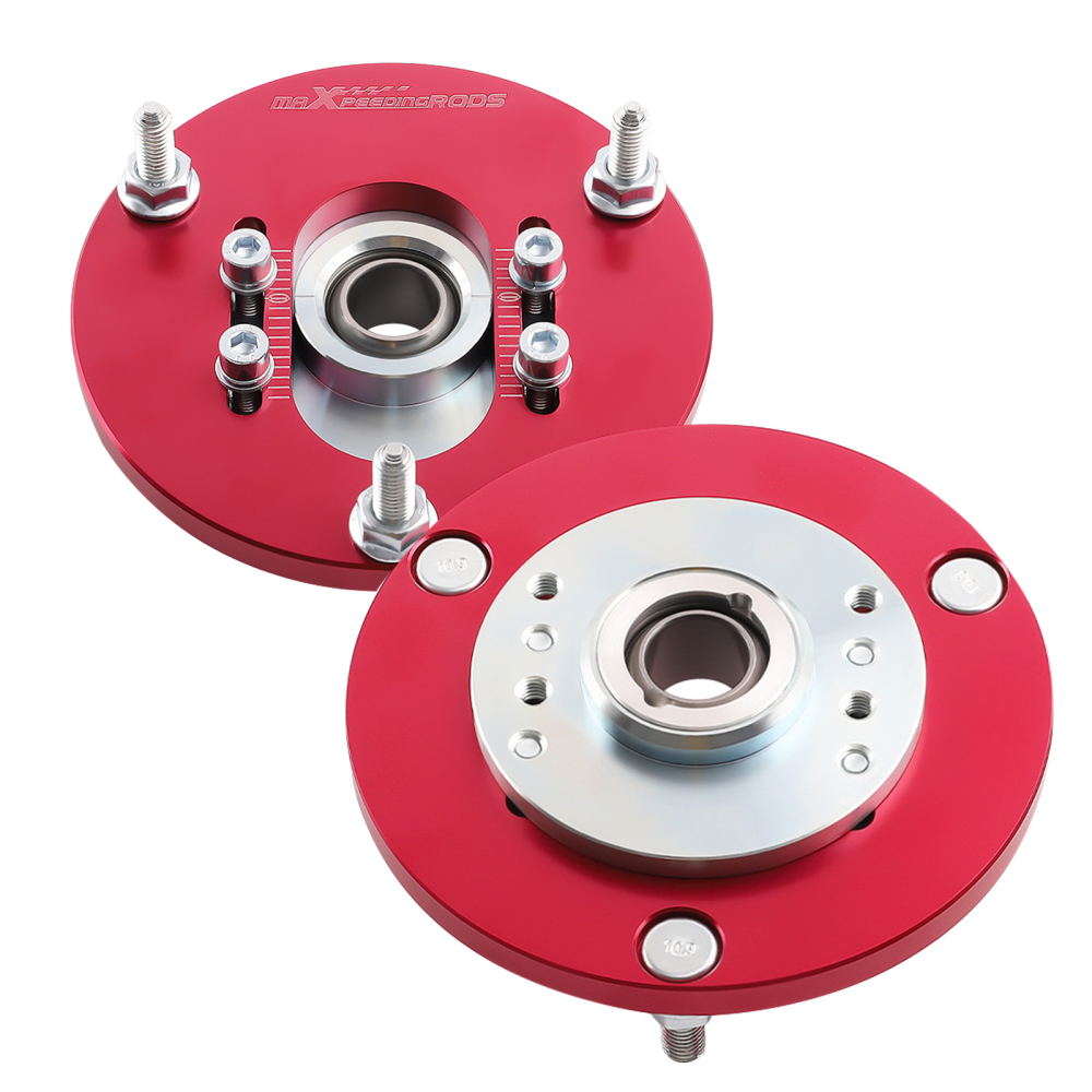 Compatible for BMW E46 3 Series M3 Front Coilover Camber Plate Top Upper Mounts Red Pair